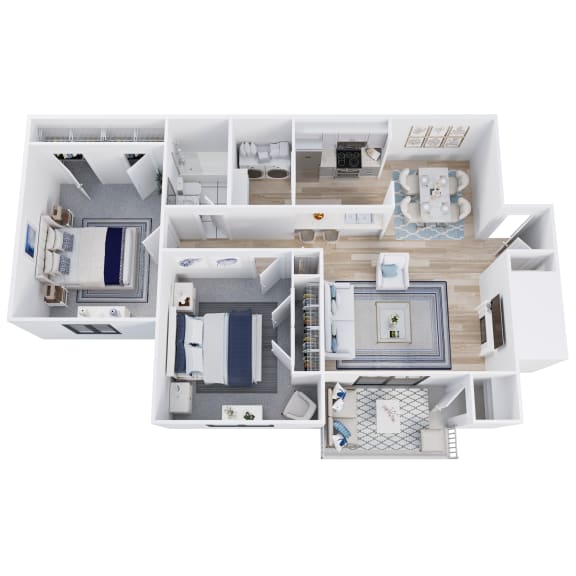 3D floor plan of three bedroom apartment at Waldan Pond Apartments, Acworth, GA