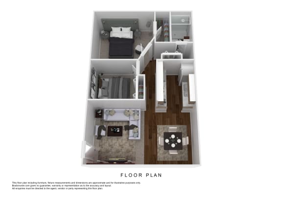 Floor Plan  2BD1BA Floor Plan at Oak Run Apartment Homes, Ohio, 43228