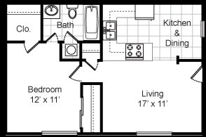 a floor plan of a home with a bedroom and a living room