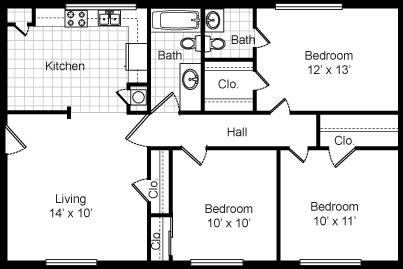a floor plan of a home with two bedrooms and two bathrooms