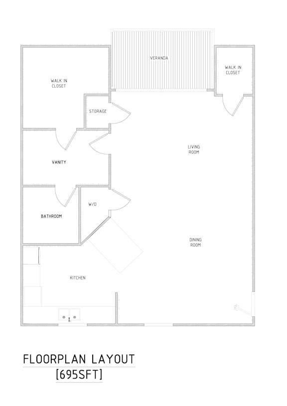 A floor plan layout of a house with labeled rooms.