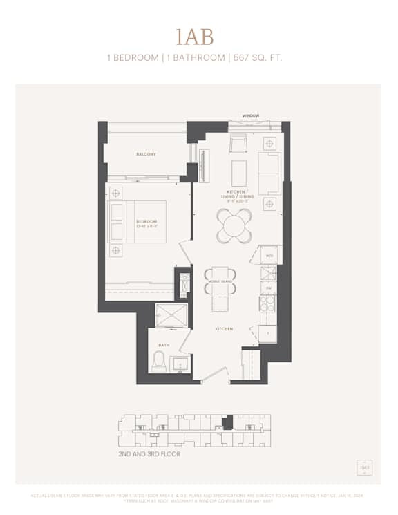 1AB - 1 bedroom apartment