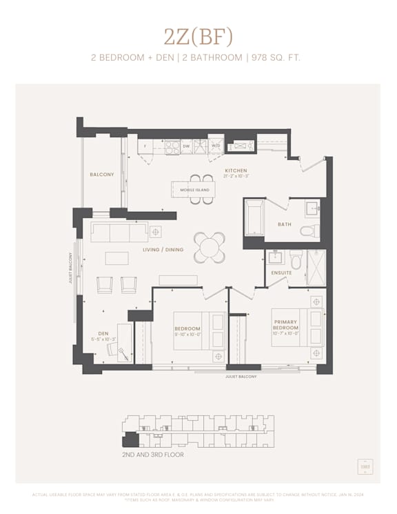 A black and white image of a floor plan for a 2 bedroom, 2 bathroom apartment.