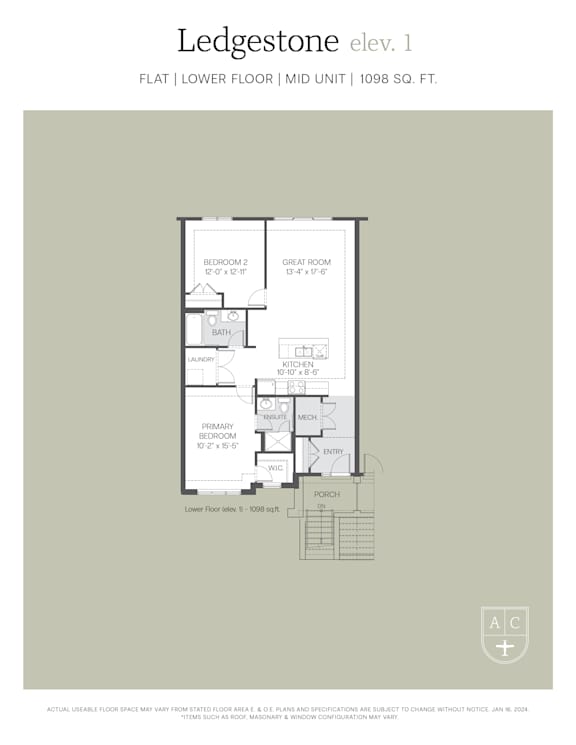 A floor plan for a Ledgestone apartment.