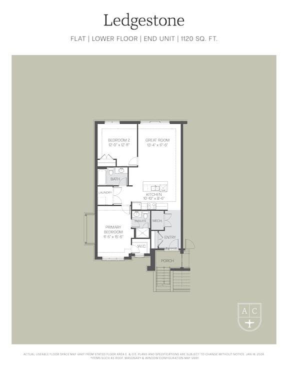 A floor plan for a one bedroom, one bathroom apartment.