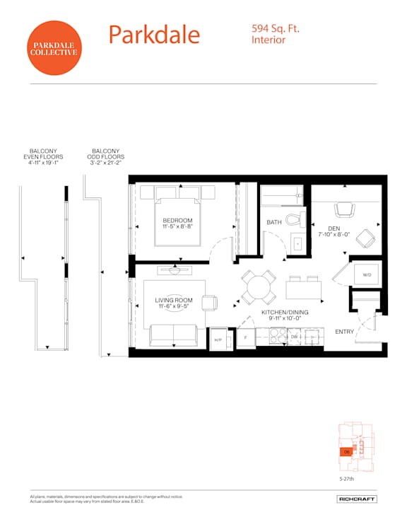 Parkdale is a 594 square foot interior.