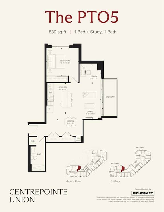 A floor plan for a home by CENTREPOINTE UNION.