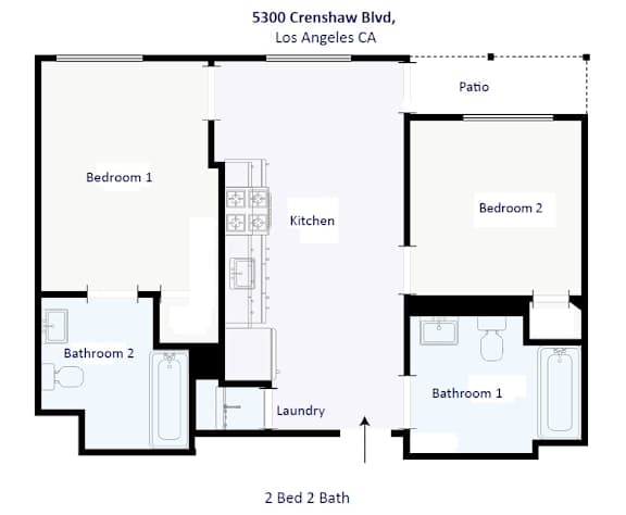 A floor plan of a two bedroom apartment.