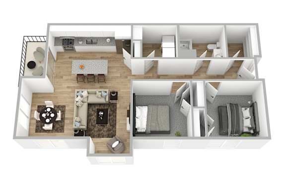 Floor Plan  1008sqft Apartment 2 Bedroom/1 Bathroom