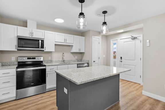 Kitchen with Island & Private Unit Entrance