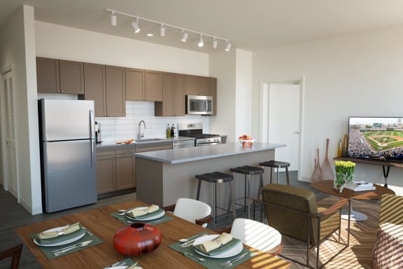 Fully Equipped Eat-In Kitchen at Linkt Apartments, Chicago, IL, 60642