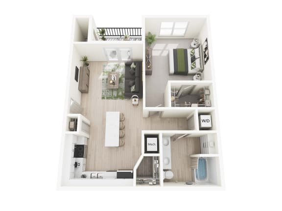Floor Plan  1 Bed 1 Bath at Arbour Place Apartments, Jeffersonville, Indiana