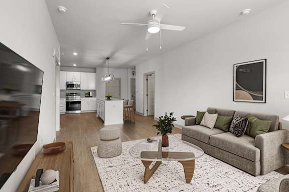 Modern Living Room at Forest Edge Apartments, Indiana, 47111