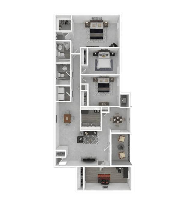 4 Bed - 2 Bath Floorplan, at Halsey Flats, Louisville, 40207