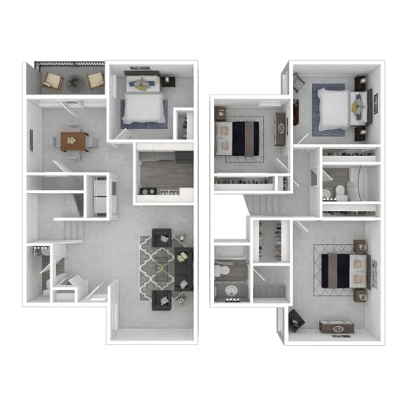 4 Bed - 2.5  Floorplan at Halsey Flats, Louisville, Kentucky