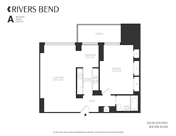 A floor plan for an apartment at Rivers Bend.