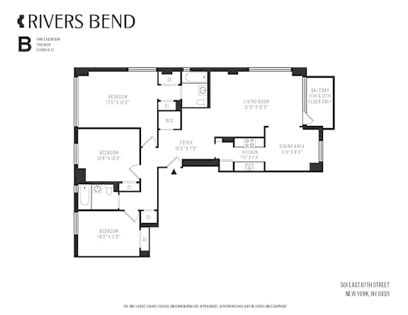 A floor plan of a property named Rivers Bend is displayed.