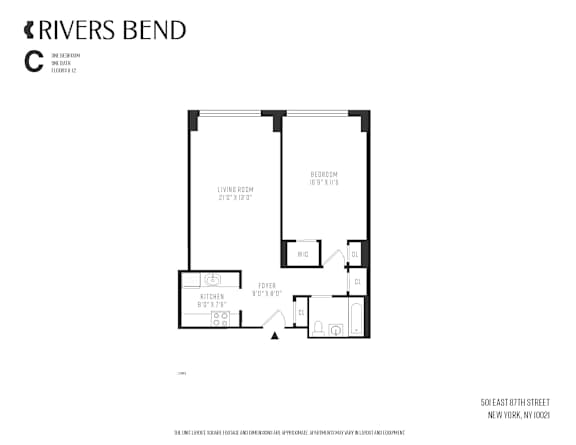 A black and white image of a floor plan for a rivers bend apartment.