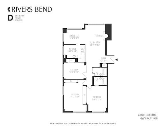 A floor plan for a Rivers Bend property showing the layout of the rooms.