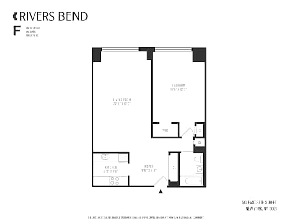 A floor plan for an apartment at Rivers Bend.
