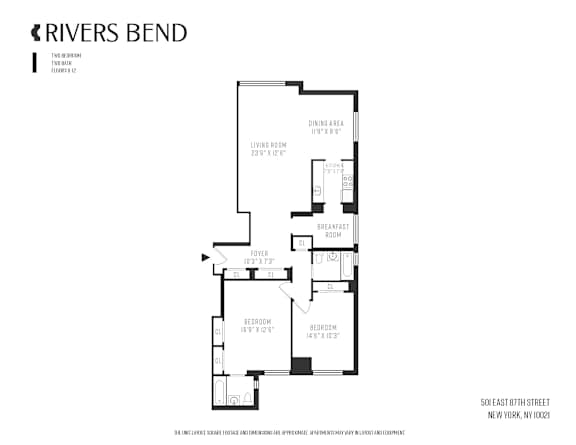 A black and white image of a floor plan for a rivers bend apartment.