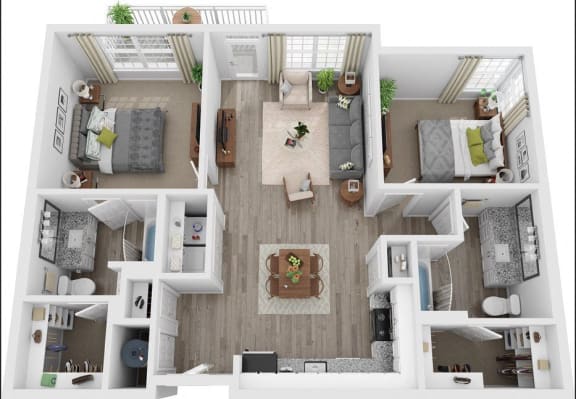 a 3d drawing of the floor plan of a bedroom