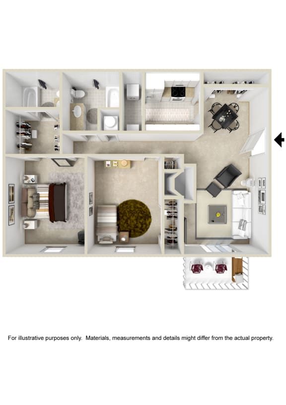 a bedroom floor plan is provided for this apartment