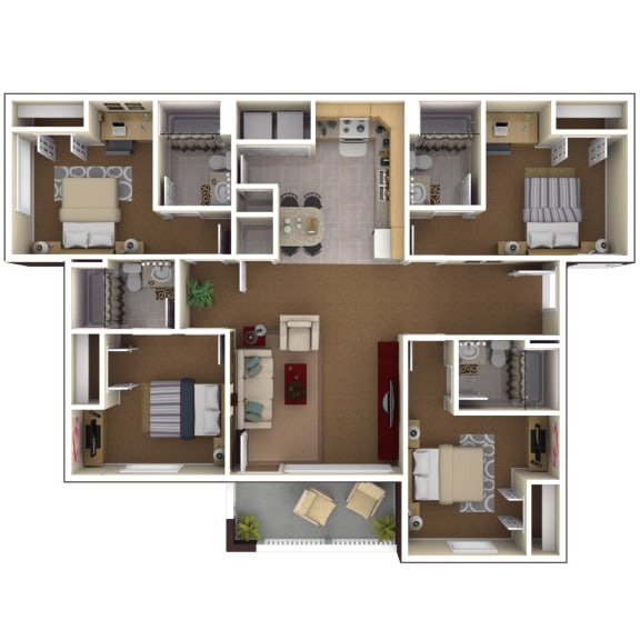 the bungalow floor plan with 2 bedrooms and 2 baths