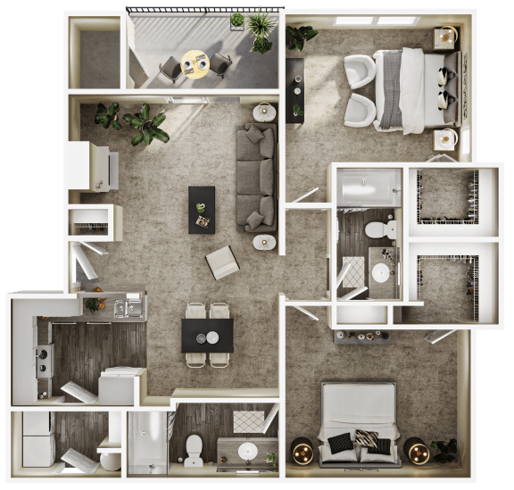 a 3d rendering of a floor plan of a house