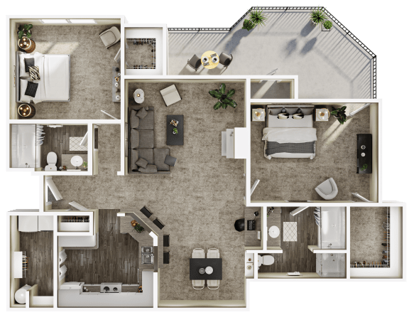 a birds eye view of a floor plan of a house