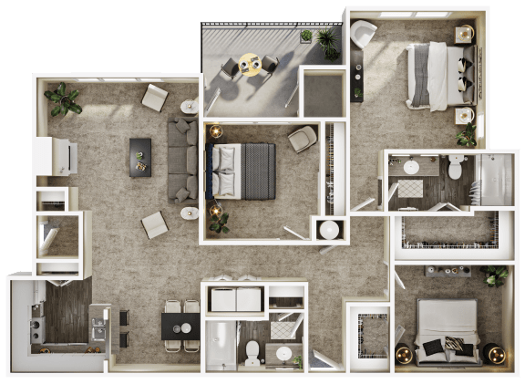 a floor plan of a house with bedrooms and a living room