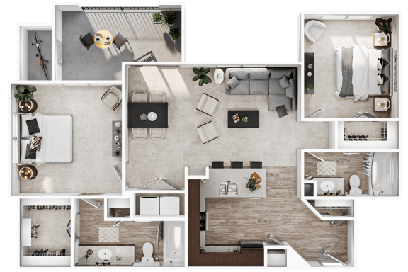 a 3d rendering of a floor plan of a house