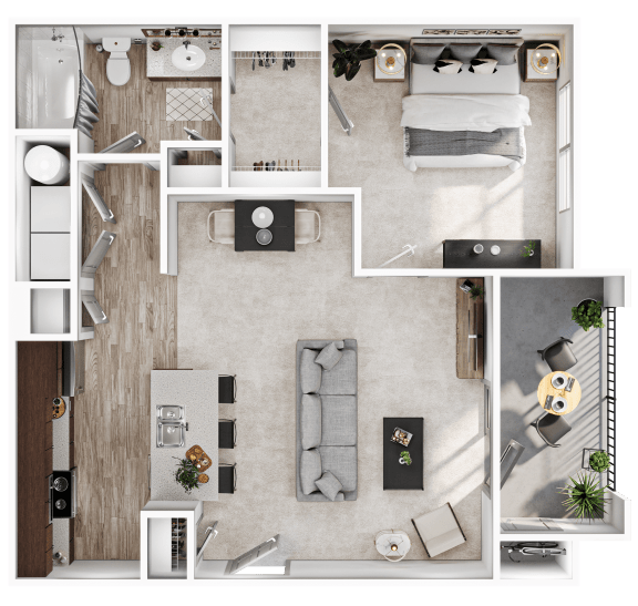 a floor plan of a house with a bedroom and a living room