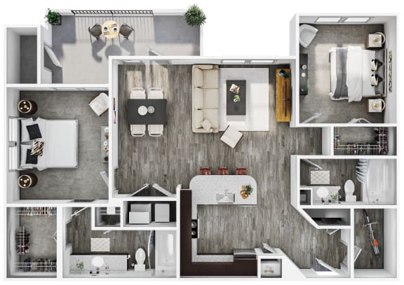 the 1 bedroom floorplan of a 1 bedroom apartment with roommates