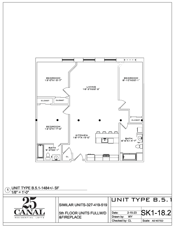 floor plan of the unit 327