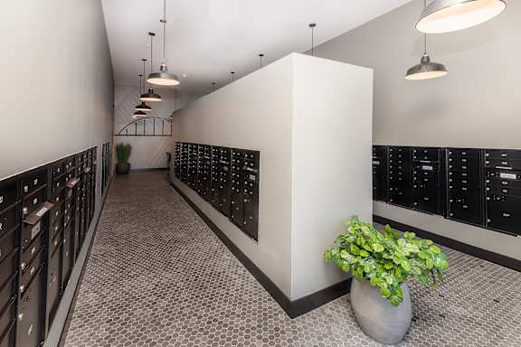 Hallway with mail boxes at Bridges at Flatiron, Broomfield