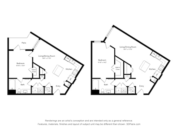 1  Bed   1  Bath   659 Sq. Ft. A3 Floorplan at Bridges at Flatiron, Colorado, 80021