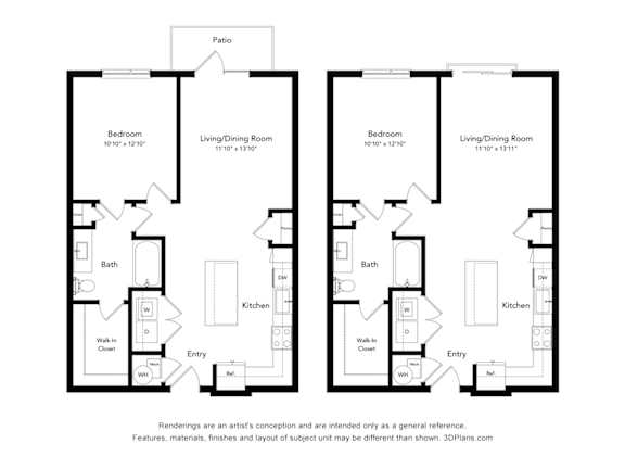 1 Bed 1  Bath   796 Sq. Ft. A4 Floorplan at Bridges at Flatiron, Broomfield, CO, 80021