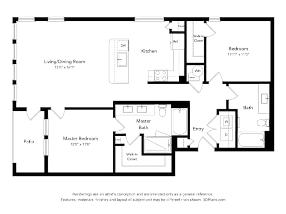 2  Bed   2  Bath   1,224 Sq. Ft. B3 Floorplan at Bridges at Flatiron, Colorado
