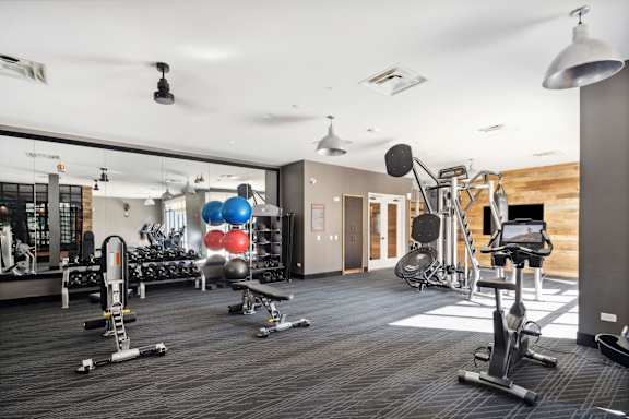 Gym with equipment at Bridges at Flatiron, Broomfield, Colorado