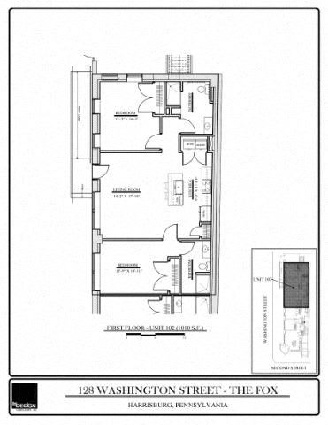 the floor plan for a bedroom apartment with a bathroom and a closet