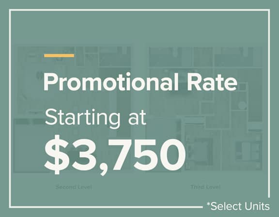 A sign advertising a promotional rate of $3,750.