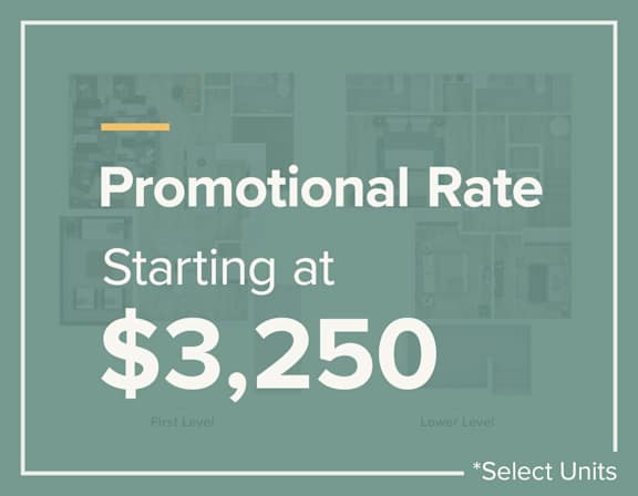 A sign advertising a promotional rate of $3,250.