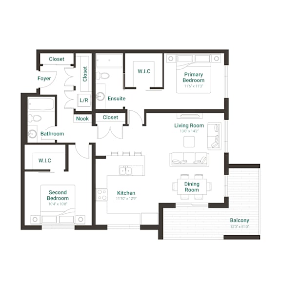 A black and white diagram of a house layout with labeled rooms.
