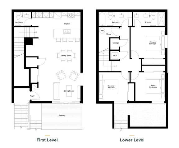 floor plan of the lower level and first floor