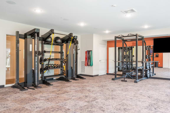 the gym at the flats at big tex apartments