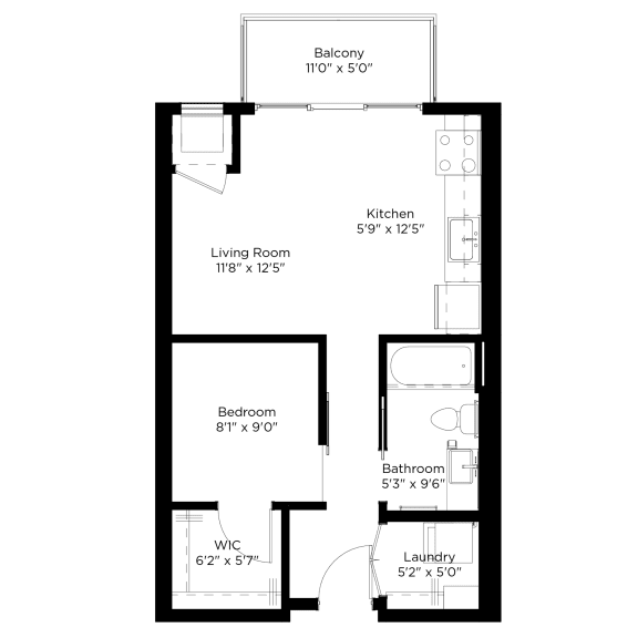 a floor plan of a small house with a bedroom and a living room