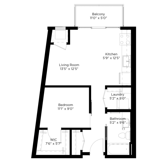 a floor plan of a small house with a bedroom and a living room