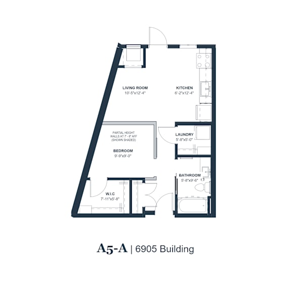 A floor plan of apartment A5-A in the 6905 Building.
