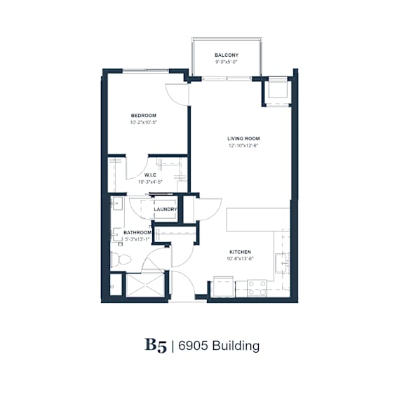 A floor plan of apartment B5 in the 6905 Building.